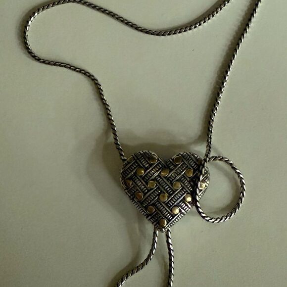 Brighton Reversible Heart Pendant Necklace -eyeglass/badge holder silver plated - Picture 8 of 8